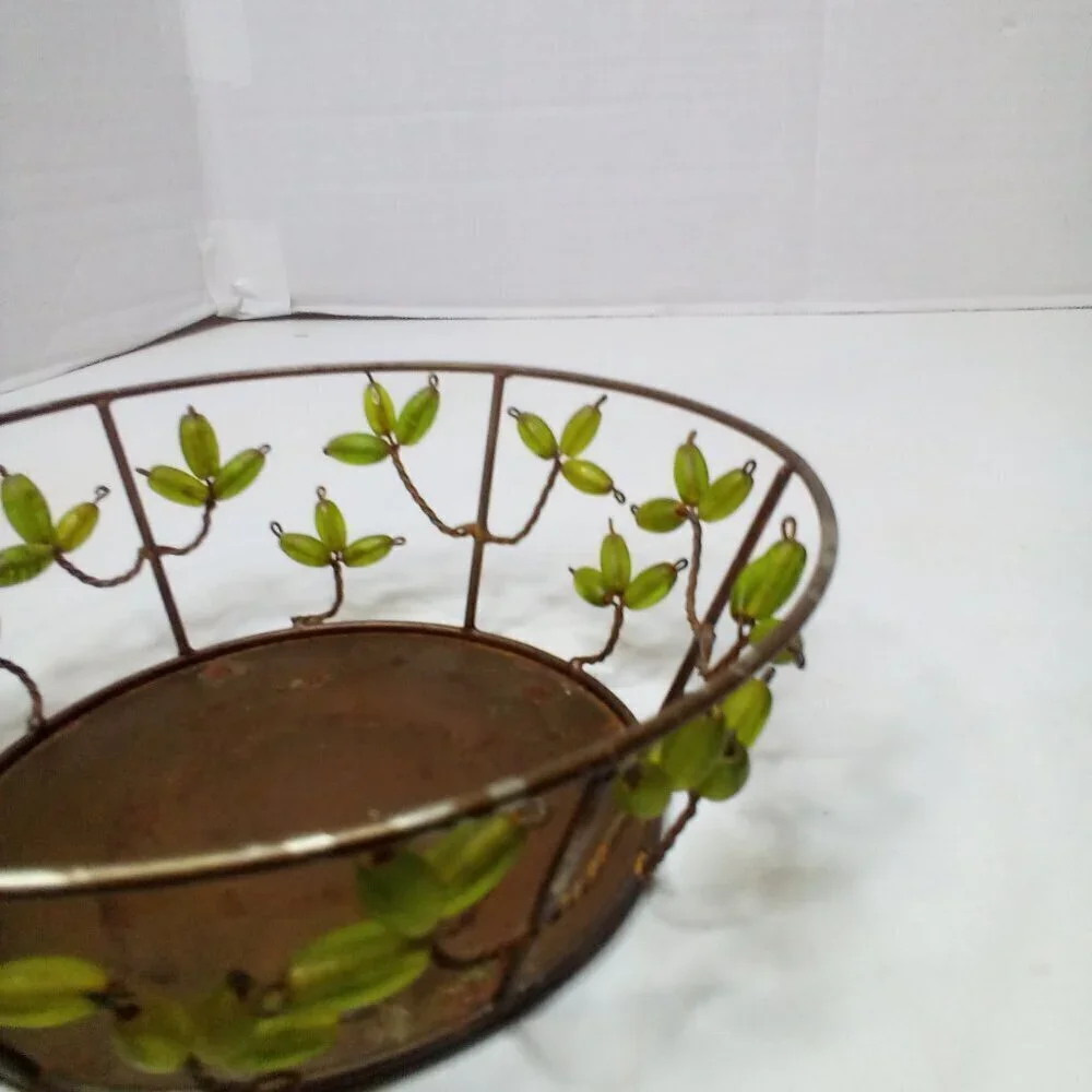 Shastra Decorative Basket Bowls Lot of 2 Vintage Metal Wire Beads India